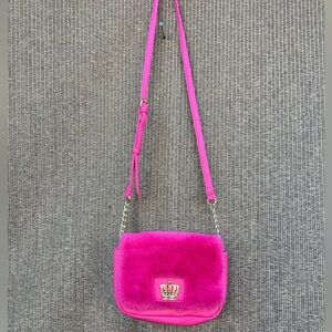 Juicy Couture Vibrant Pink Crossbody Bag Faux Fur Y2K Style